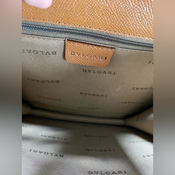 Bvlgari Womens Leather Turnlock Accordion Shoulder Satchel Bag Handbag Cognac - Picture 12 of 14